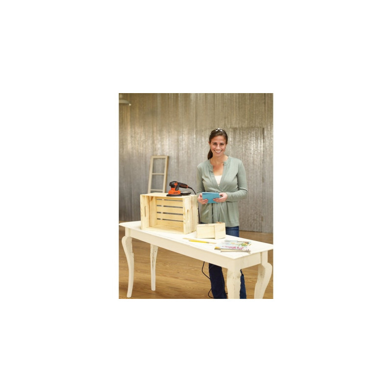 BLACK+DECKER Mouse-Schleifer KA2000, Deltaschleifer(orange/schwarz, 120 Watt, mit Tasche u. 6-tlg. Schleifzubehör)