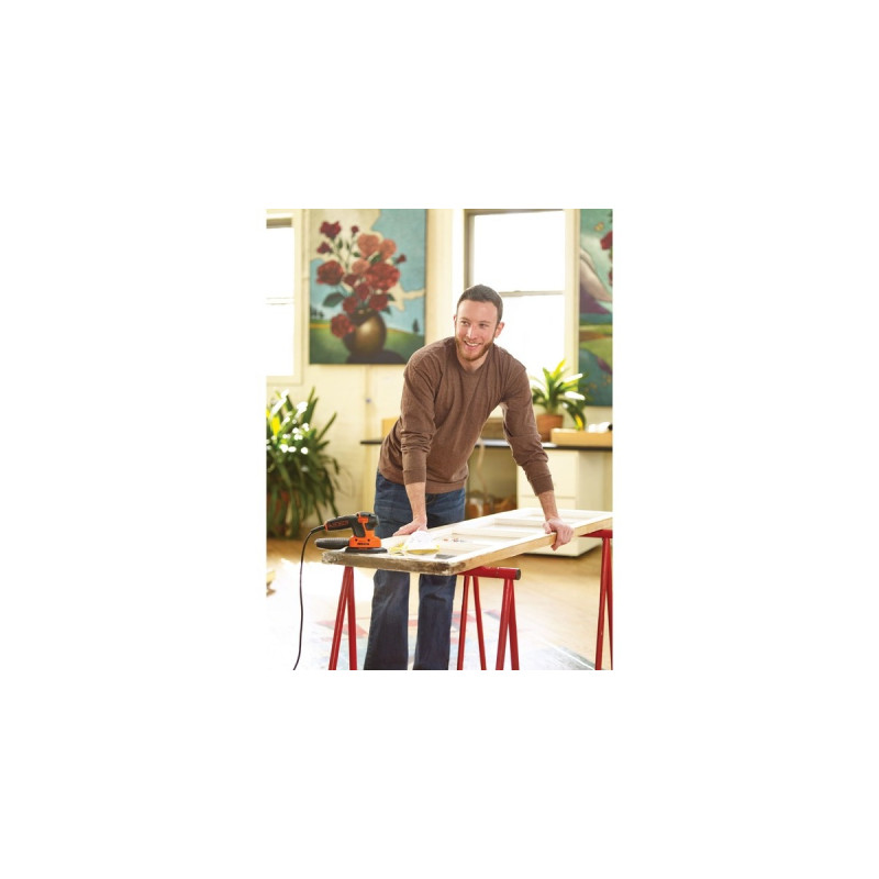 BLACK+DECKER Mouse-Schleifer KA2000, Deltaschleifer(orange/schwarz, 120 Watt, mit Tasche u. 6-tlg. Schleifzubehör)