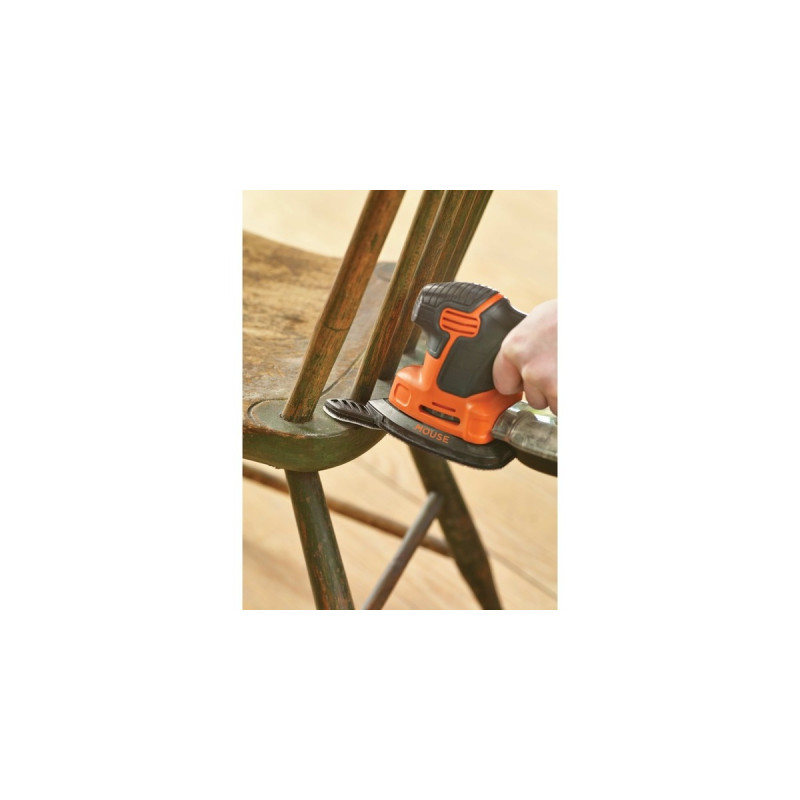 BLACK+DECKER Mouse-Schleifer KA2000, Deltaschleifer(orange/schwarz, 120 Watt, mit Tasche u. 6-tlg. Schleifzubehör)