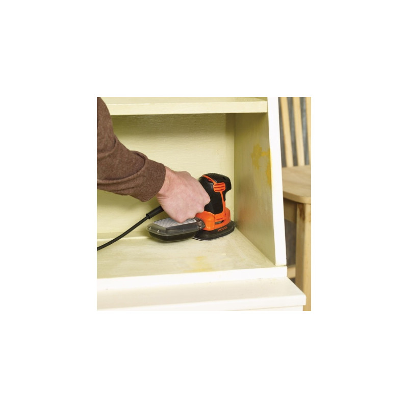 BLACK+DECKER Mouse-Schleifer KA2000, Deltaschleifer(orange/schwarz, 120 Watt, mit Tasche u. 6-tlg. Schleifzubehör)