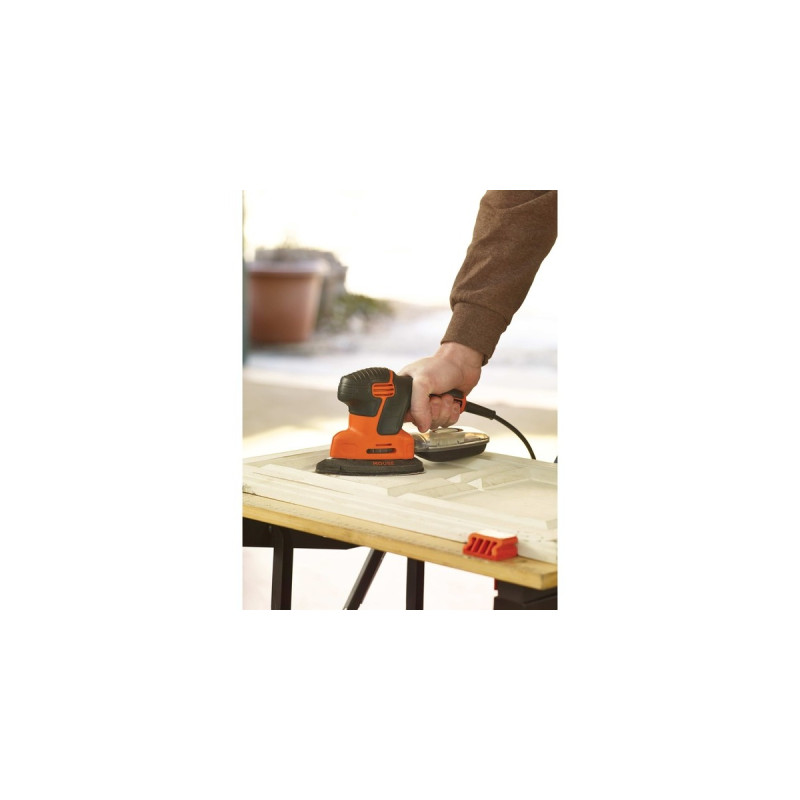 BLACK+DECKER Mouse-Schleifer KA2000, Deltaschleifer(orange/schwarz, 120 Watt, mit Tasche u. 6-tlg. Schleifzubehör)