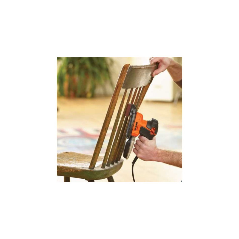 BLACK+DECKER Mouse-Schleifer KA2500K, Deltaschleifer(orange/schwarz, 120 Watt, mit Koffer u. 9-tlg. Schleifzubehör)