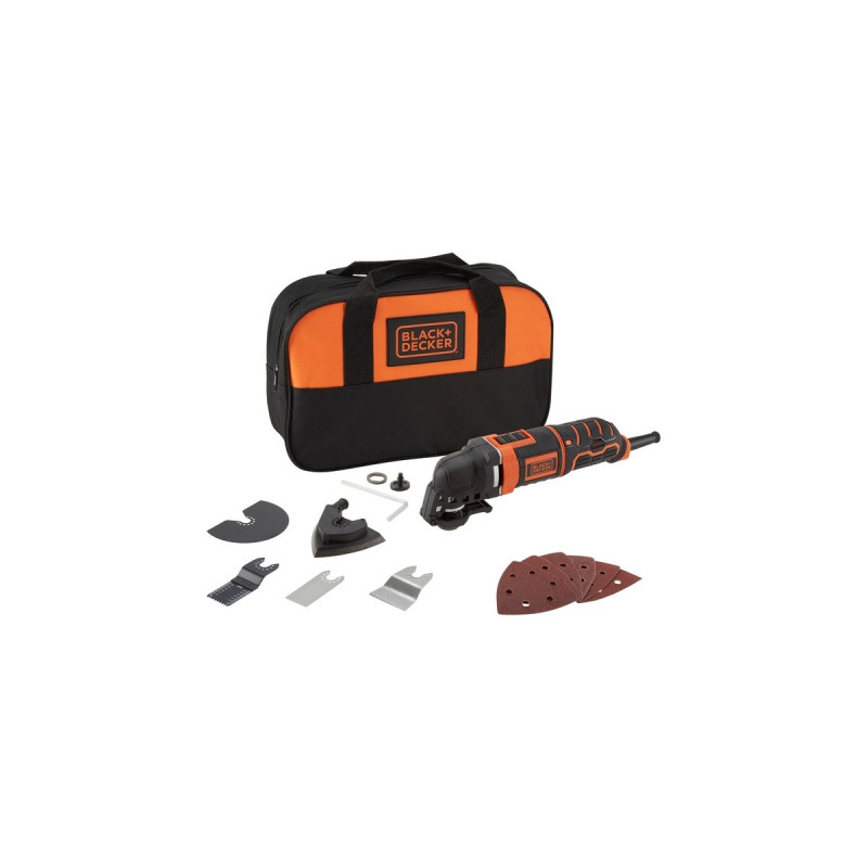 BLACK+DECKER Multifunktions-Werkzeug MT300SA2(orange/schwarz, 300 Watt, 12-tlg. Zubehörset)