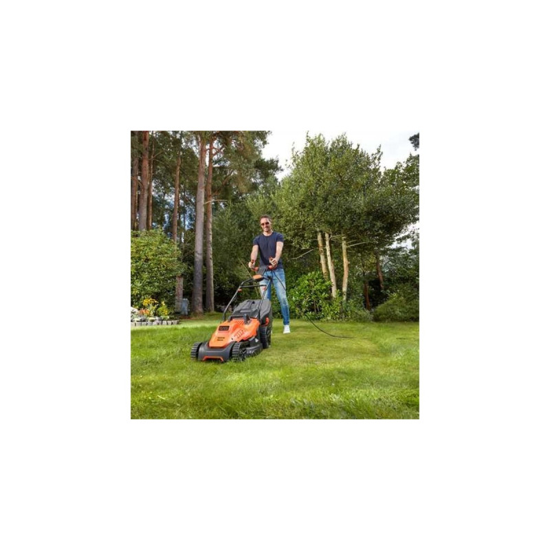 BLACK+DECKER Rasenmäher BEMW471ES-QS, 38cm(orange/schwarz, 1.600 Watt)