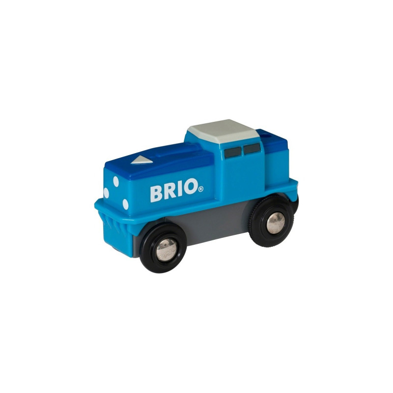 BRIO Blaue Frachtlok mit Batterie, Spielfahrzeug(blau/weiß)