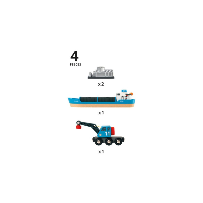 BRIO World Containerschiff mit Kranwagen, Spielfahrzeug