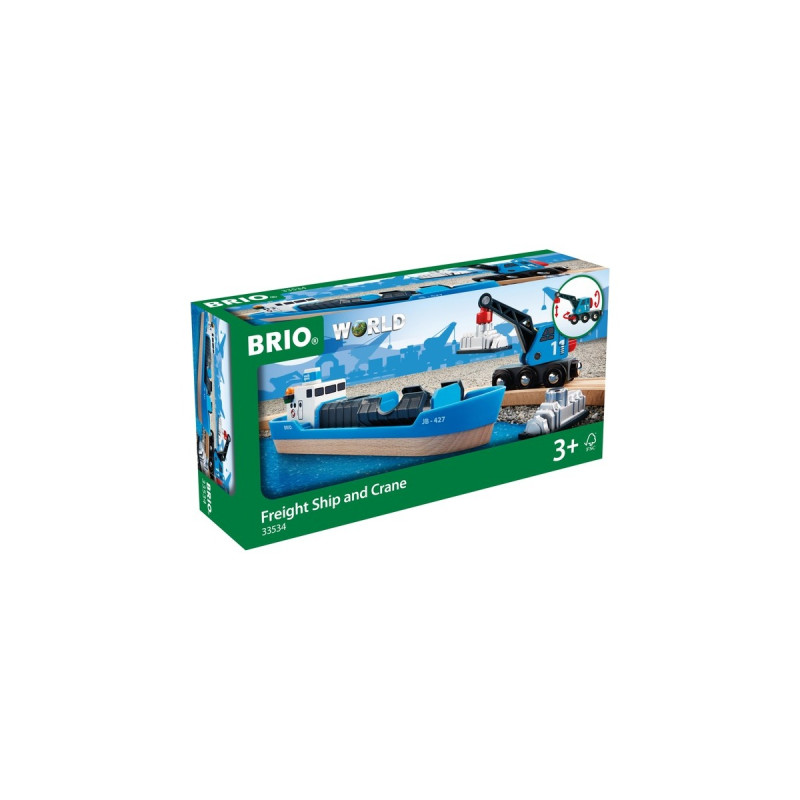 BRIO World Containerschiff mit Kranwagen, Spielfahrzeug