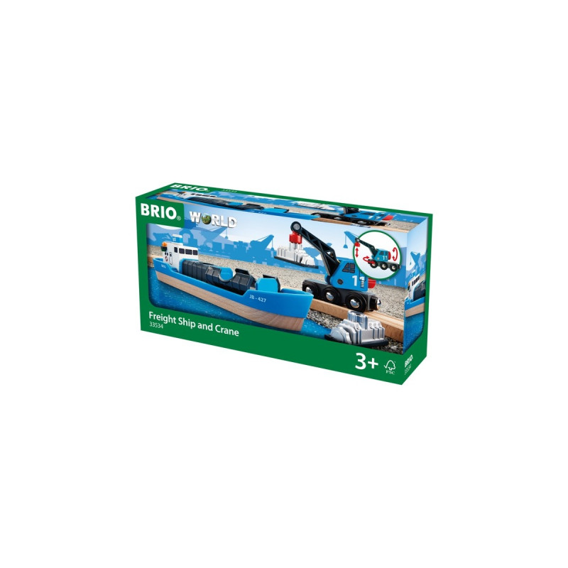 BRIO World Containerschiff mit Kranwagen, Spielfahrzeug