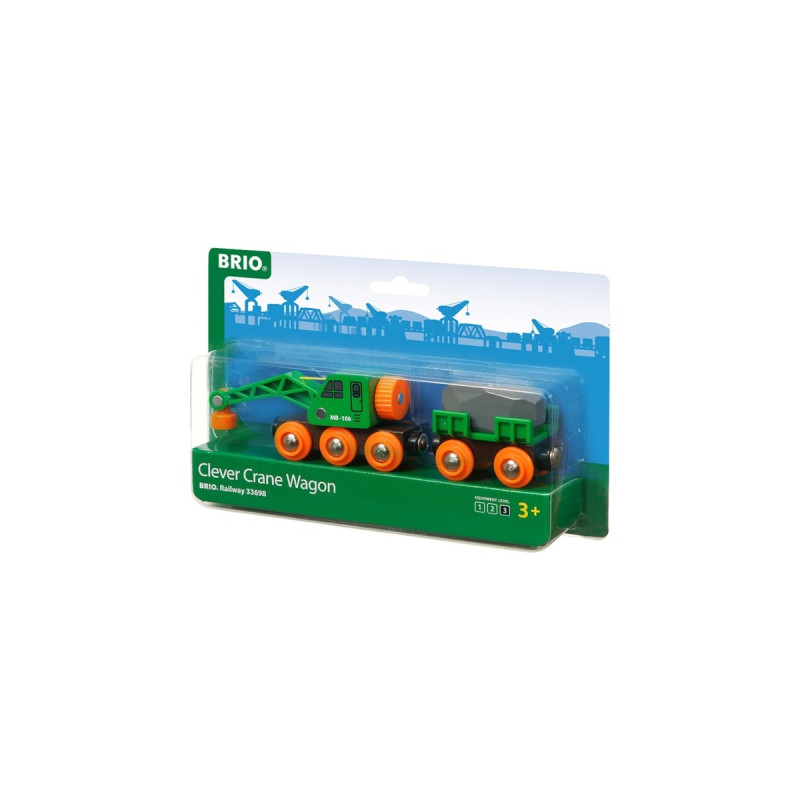 BRIO World Grüner Kranwagen mit Anhänger, Spielfahrzeug(grün/gelb)