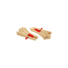 BRIO World Mechanisches Weichenpaar (L1, M1), Bahn(holz/rot)