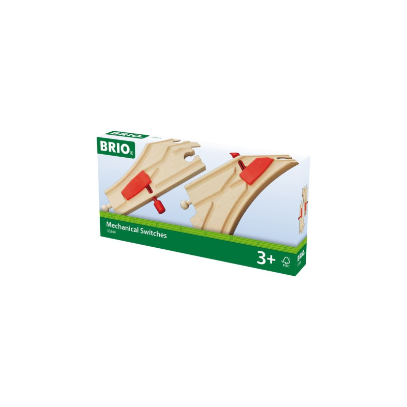 BRIO World Mechanisches Weichenpaar (L1, M1), Bahn(holz/rot)