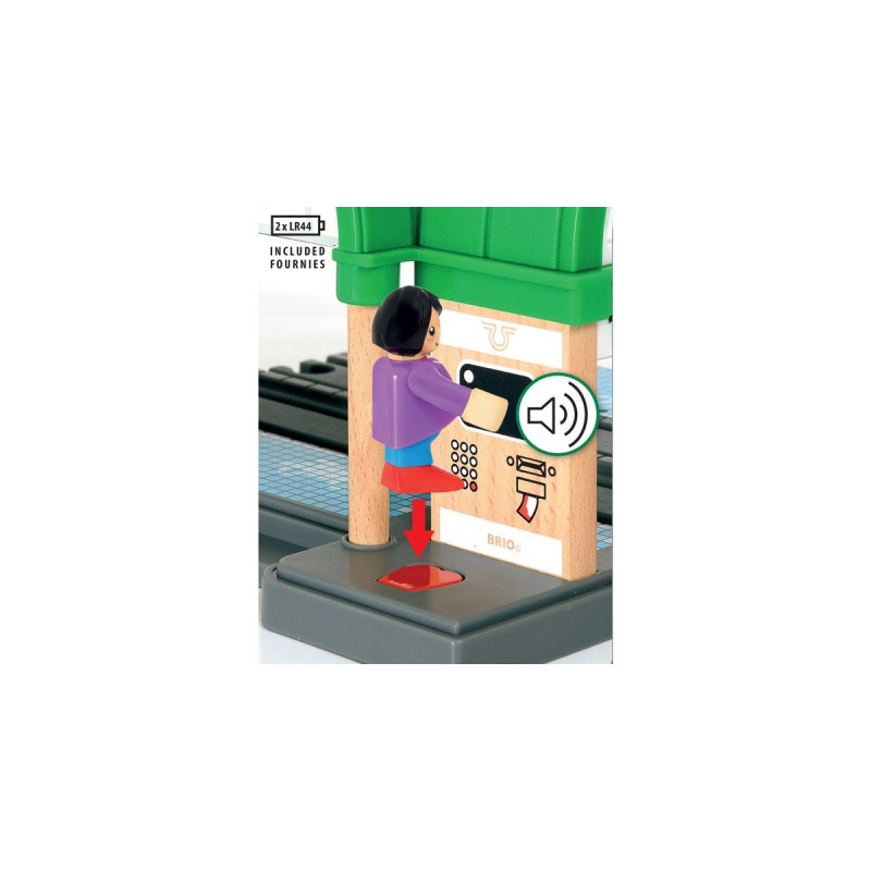 BRIO World Neuer Hauptbahnhof mit Ticketautomat, Spielgebäude(grün/grau)
