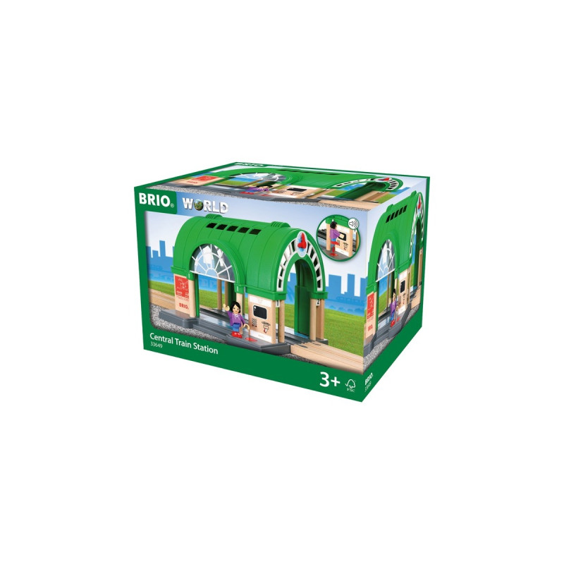 BRIO World Neuer Hauptbahnhof mit Ticketautomat, Spielgebäude(grün/grau)
