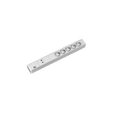 Bachmann 19" IT PDU Steckdosenleiste Basic 5-fach, 1HE(weiß, 2 Meter, 5.000A Überspannungsschutz)