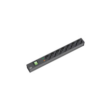 Bachmann 19" IT PDU Steckdosenleiste Basic 7-fach, 1HE(schwarz, 2 Meter, 6.500A Überspannungsschutz)