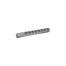 Bachmann 19" IT PDU Steckdosenleiste Basic 8-fach, 1HE(grau, 2 Meter, 6.500A Überspannungsschutz, Outlet)