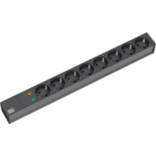 Bachmann 19" IT PDU Steckdosenleiste Basic 8-fach, 1HE(schwarz, 2 Meter, 6.500A Überspannungsschutz)