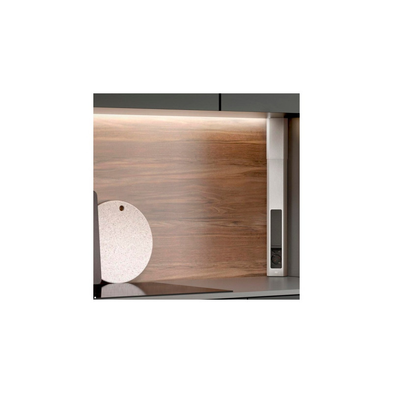 Bachmann CASIA 2 Steckdosenleiste 3-fach + USB-Charger, lang, Wand- oder Eckmontage(edelstahl, 2 Meter Kabel, 1x USB-A, 1x USB-C)