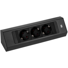 Bachmann CASIA 2 Steckdosenleiste 3-fach, kurz, Wand- oder Eckmontage(schwarz, 2 Meter Kabel)