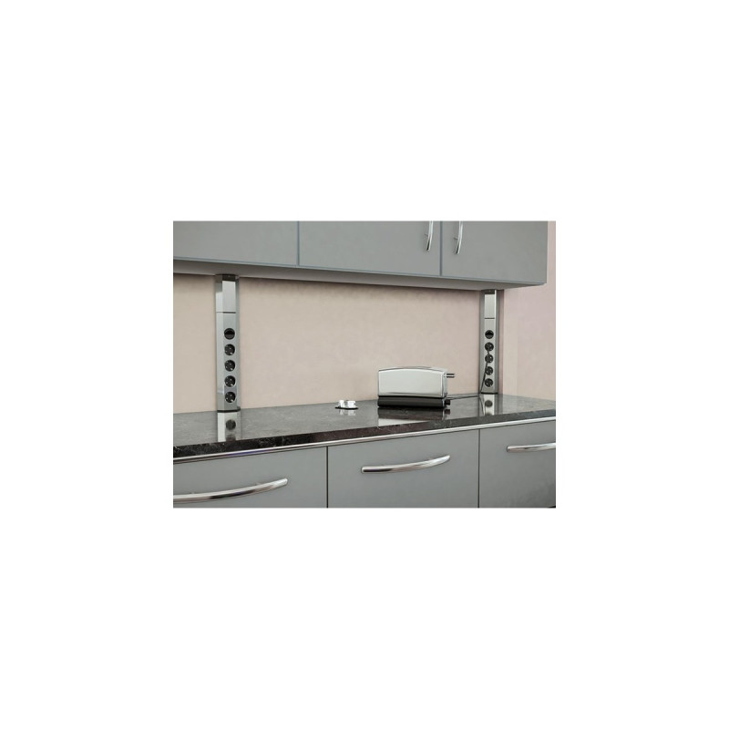 Bachmann CASIA Steckdosenleiste 4-fach, Wand- oder Eckmontage(edelstahl, 2 Meter Kabel)