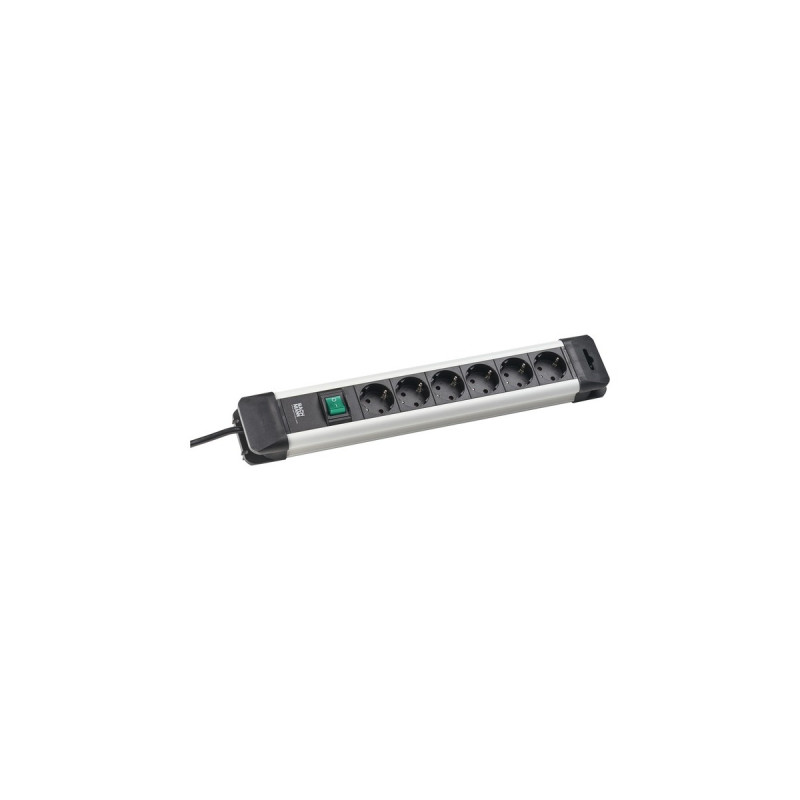 Bachmann CONNECTUS Steckdosenleiste 6-fach(schwarz/grau, 2 Meter Kabel, Schalter)