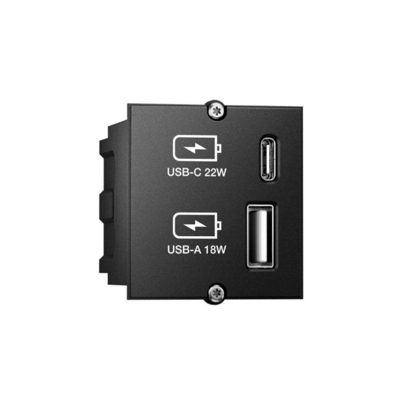 Bachmann Custom Modul USB-Charger, USB-A + USB-C, Ladegerät(schwarz, für Tischsteckdosen)