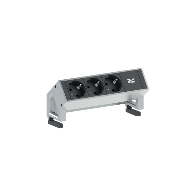 Bachmann DESK 2 Steckdosenleiste 3-fach(inox, mit Haltewinkeln)