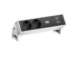 Bachmann DESK 2 Steckdosenleiste 3-fach, 2x Strom, USB-A, USB-C(weiß/schwarz, mit Haltewinkeln)