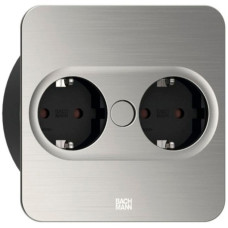 Bachmann Einbausteckdose TWIST 2, eckig, 2-fach(edelstahl, 2x Schutzkontakt)