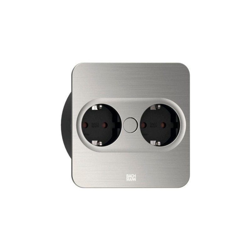 Bachmann Einbausteckdose TWIST 2, eckig, 2-fach(edelstahl, 2x Schutzkontakt)