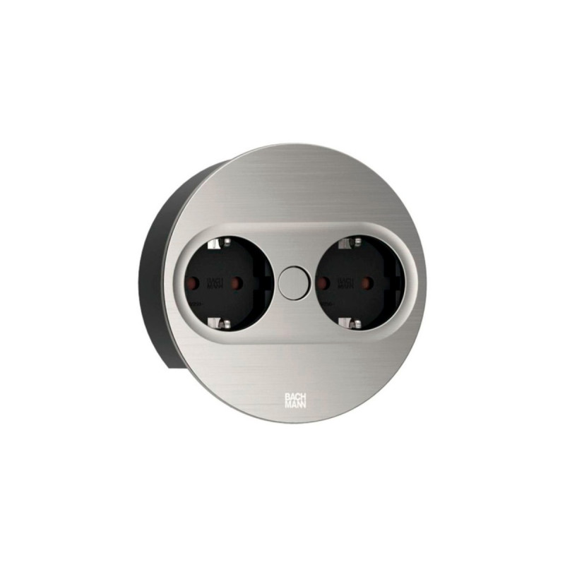 Bachmann Einbausteckdose TWIST 2, rund, 2-fach(edelstahl, 2x Schutzkontakt)