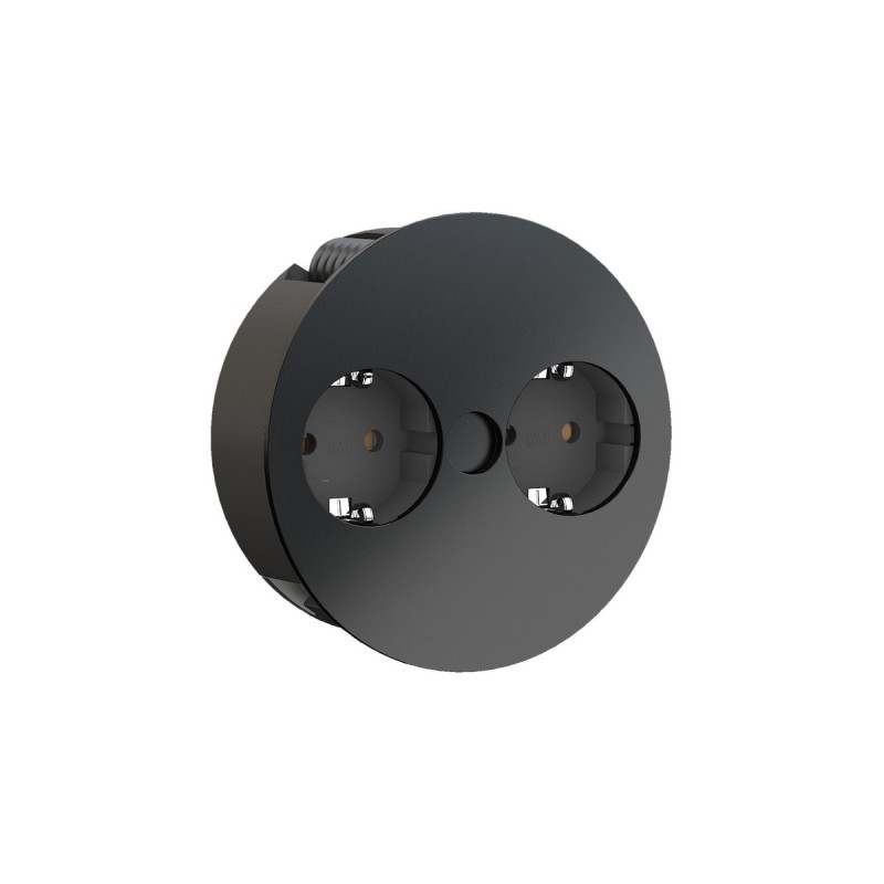 Bachmann Einbausteckdose TWIST 2-fach(schwarz (matt), 2x Schutzkontakt)