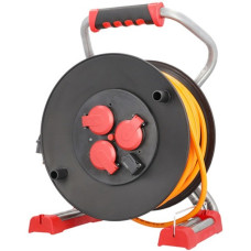 Bachmann Profi-Kabeltrommel 399.193, 3x Schutzkontakt, 1x USB-A 5V / 1A(schwarz/rot, 40 Meter H07RN-F 3G 2,5mm²)