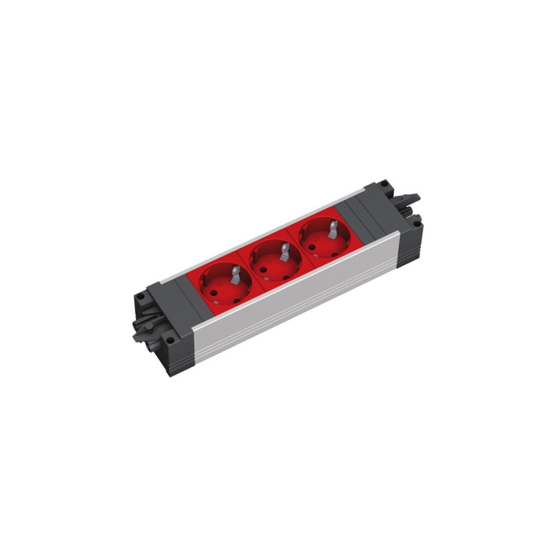 Bachmann STEP ALU Steckdosenleiste 3-fach(aluminium/rot, ohne Kabel, Wieland Stecksystem)