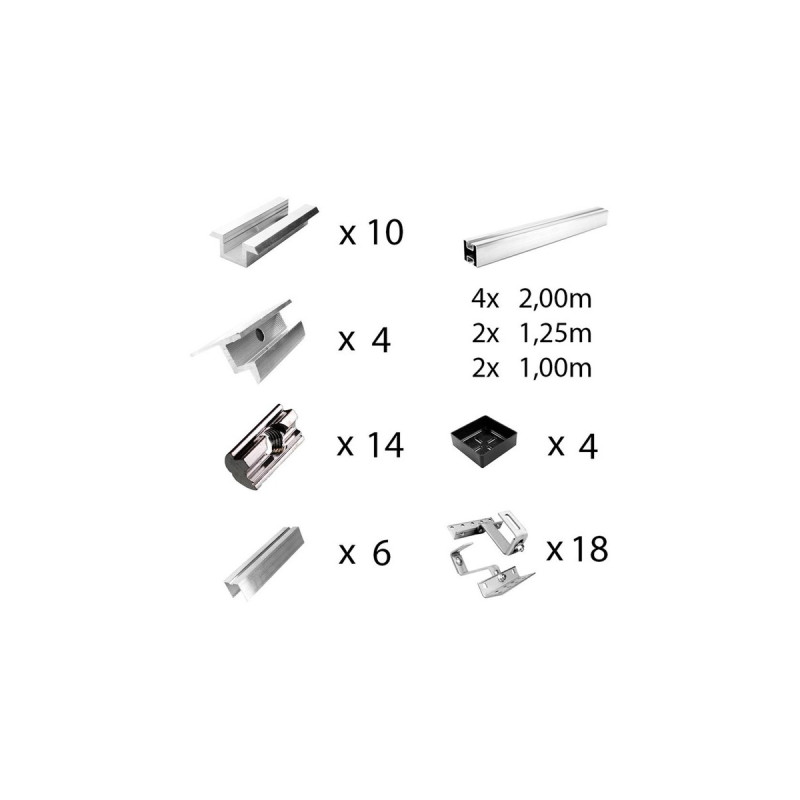 Befestigung 3-fach verstellbar, für Schrägdachmontage, 30mm Rahmenhöhe, Halterung(0% MWST, für 6 Solarpanels)