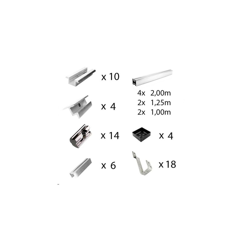 Befestigung Biberschwanz, für Schrägdachmontage, 30mm Rahmenhöhe, Halterung(0% MWST, für 6 Solarpanels)