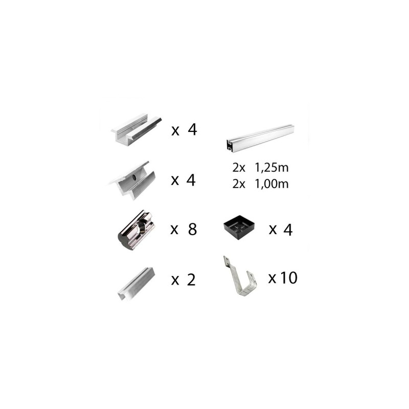 Befestigung Biberschwanz, für Schrägdachmontage, 35mm Rahmenhöhe, Halterung(0% MWST, für 3 Solarpanels)