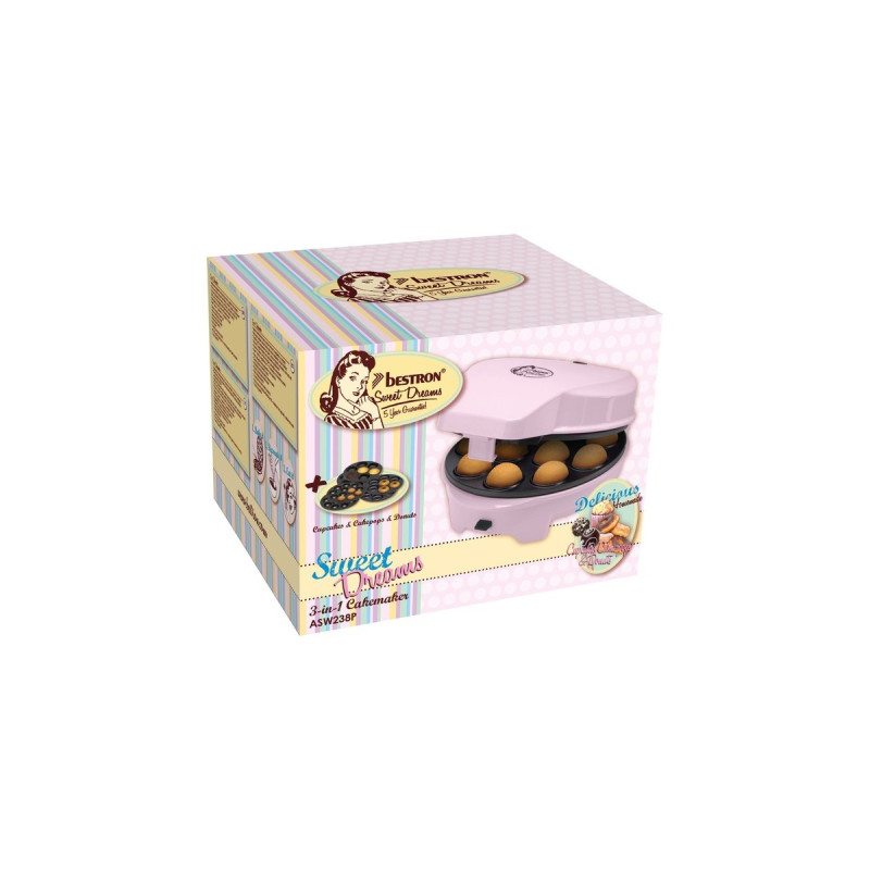 Bestron 3-in-1 Cakemaker ASW238P, Muffin Maker(rosa)