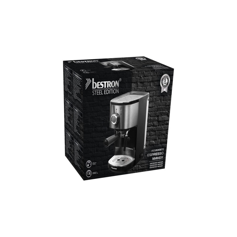 Bestron AES800STE, Espressomaschine(edelstahl (gebürstet)/schwarz)