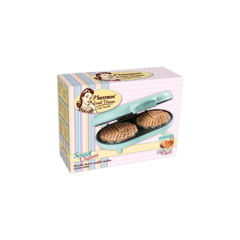 Bestron Doppel-Herzwaffeleisen ADWM1000M(mint, 1.000 Watt)