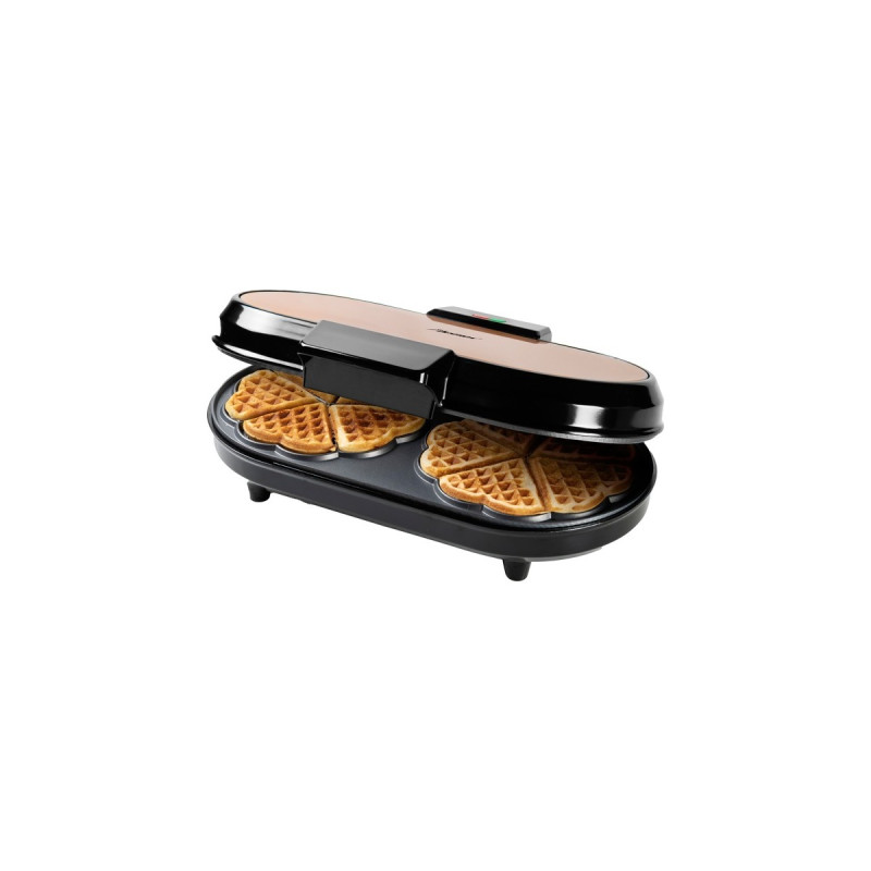 Bestron Doppel-Waffeleisen ADWM730CO für Herzwaffeln(kupfer/schwarz, 1.200 Watt)
