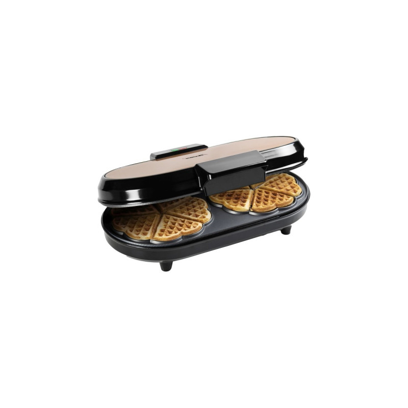 Bestron Doppel-Waffeleisen ADWM730CO für Herzwaffeln(kupfer/schwarz, 1.200 Watt)