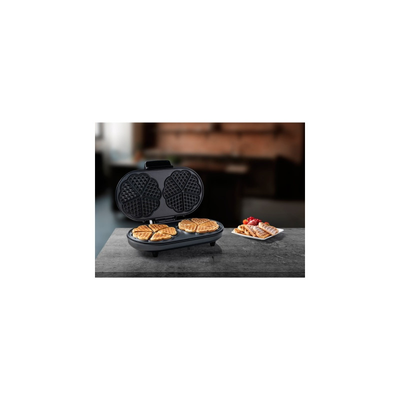 Bestron Doppel-Waffeleisen ADWM730CO für Herzwaffeln(kupfer/schwarz, 1.200 Watt)