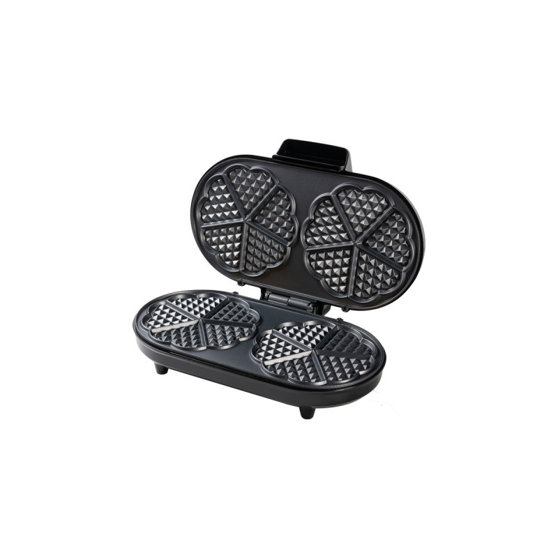 Bestron Doppel-Waffeleisen ADWM730S für Herzwaffeln(edelstahl/schwarz, 1.200 Watt)