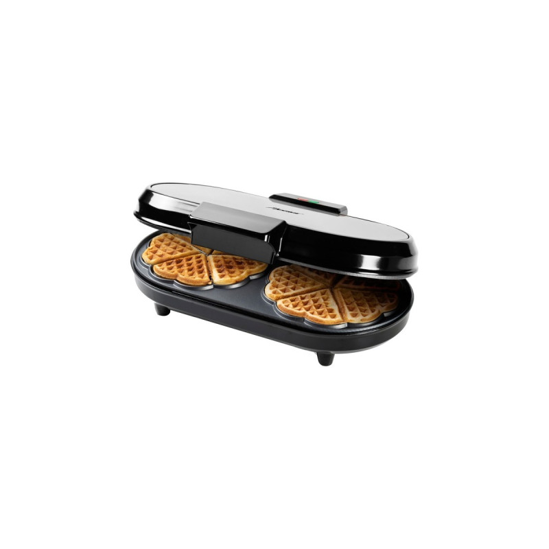 Bestron Doppel-Waffeleisen ADWM730S für Herzwaffeln(edelstahl/schwarz, 1.200 Watt)