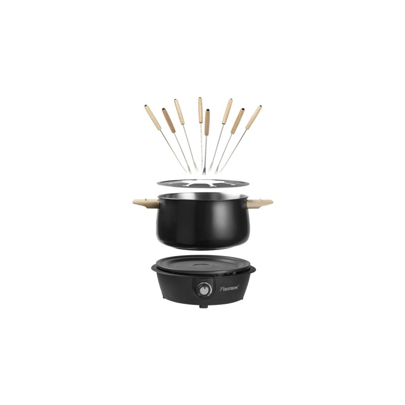 Bestron Fondue Set AFD850BW(schwarz/holz)