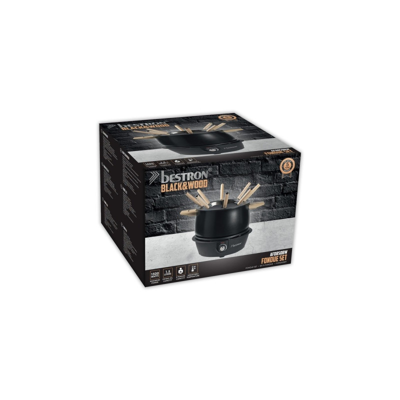 Bestron Fondue Set AFD850BW(schwarz/holz)