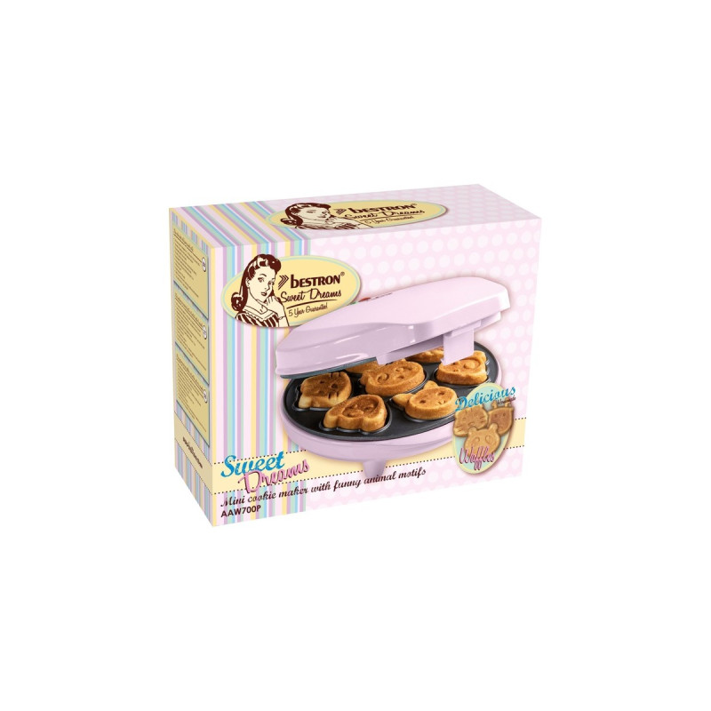 Bestron Mini-Cookie Maker Tiermotive AAW700P(rosa, 700 Watt)