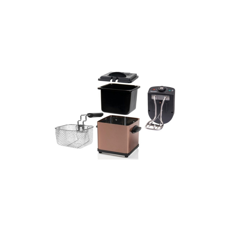 Bestron Mini Fritteuse AF100CO mit Kaltzonen-Technik(kupfer/schwarz, 1.000 Watt, 1,2 L)