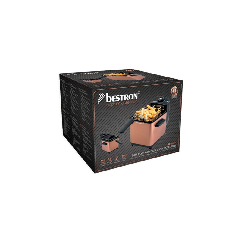Bestron Mini Fritteuse AF100CO mit Kaltzonen-Technik(kupfer/schwarz, 1.000 Watt, 1,2 L)